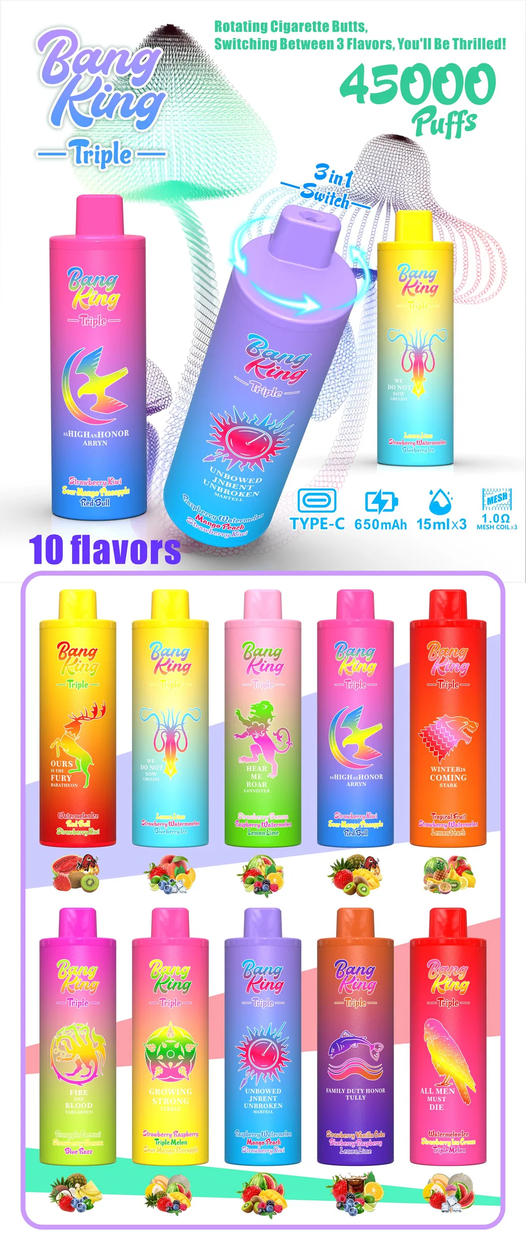 bang king puffs disposable vape in tripl