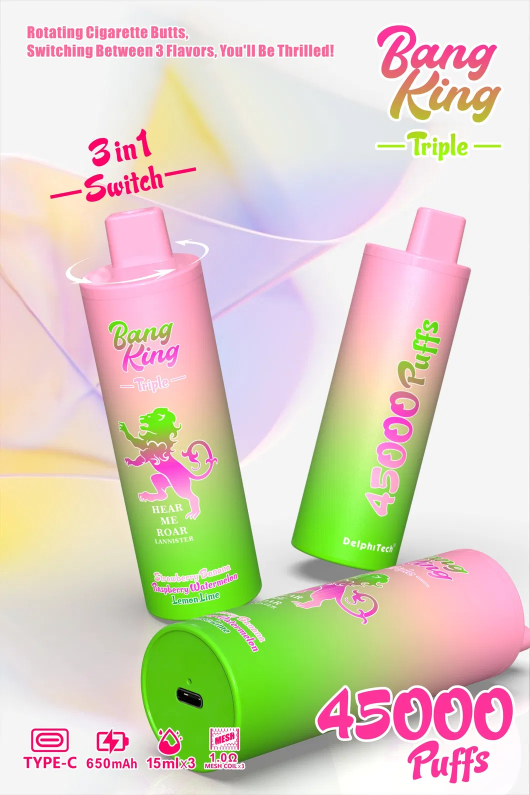 bang king puffs disposable vape in tripl