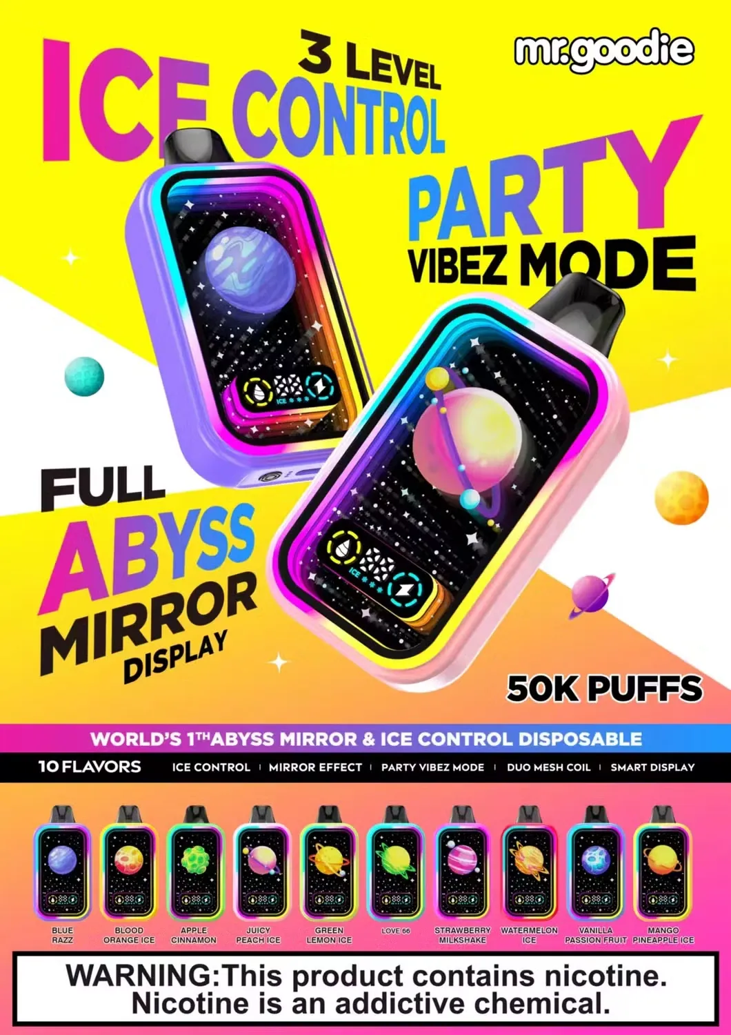 mr goodie puffs disposable vape pen level ice adjustable with dual mesh coil