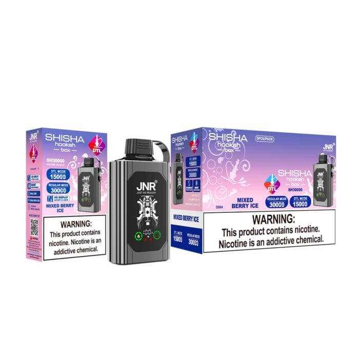 JNRJNR SHISHA Hookah box 20500 puff disposable vapemixed berry ice ok