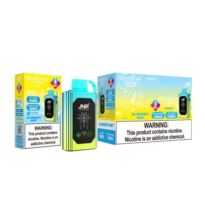 JNRJNR SHISHA Hookah box 20500 puff disposable vapeblueberry mint