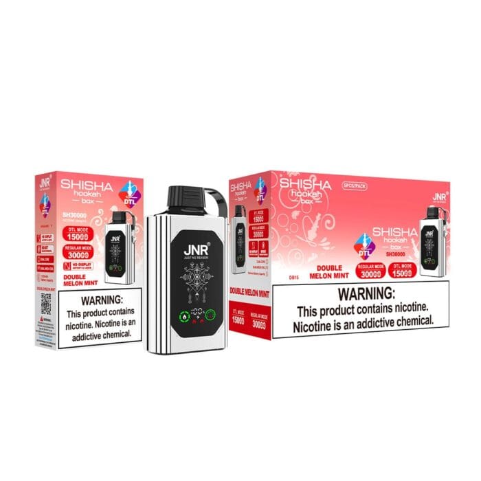 JNRJNR SHISHA Hookah box 20500 puff disposable vapedouble melon mint