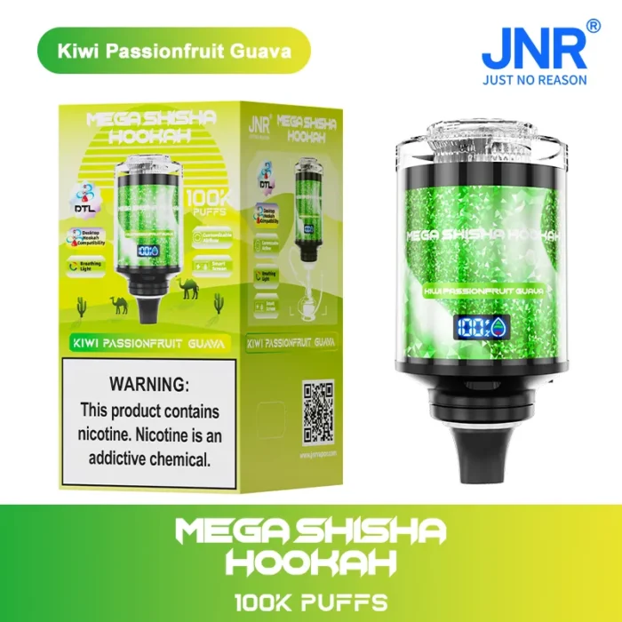 JNRJNR Mega Shisha Hookah 100K Disposable Vape 60mljnr mega shisha hookah k kiwi passionfruit guava
