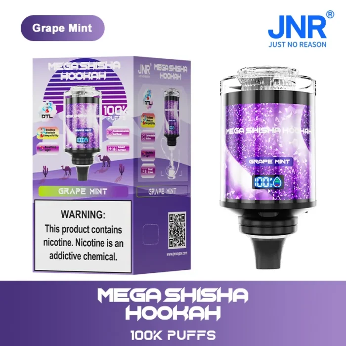 JNRJNR Mega Shisha Hookah 100K Disposable Vape 60mljnr mega shisha hookah k grape mint